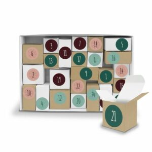 itenga befüllbarer Adventskalender Adventskalender Komplettset zum Füllen und Aufstellen + Sticker V12 Z