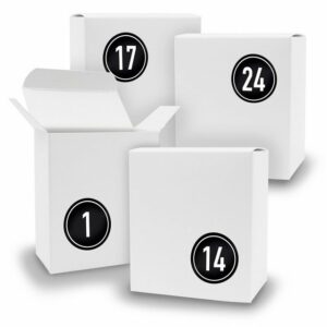 itenga befüllbarer Adventskalender Adventskalender zum Füllen 24x Quader WEISS + Sticker V07 Z08