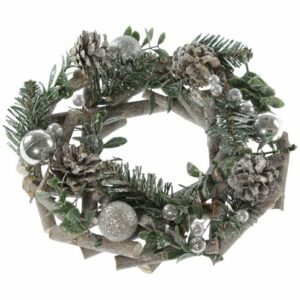 matches21 HOME & HOBBY Adventskranz Dekokranz Adventskranz Kugeln Tannenzweige silber 22 cm