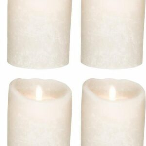SOMPEX LED-Kerze 4er Set Flame LED Kerzen weiß Frost 12,5cm (Set, 4-tlg., 4 Kerzen, Höhe 12,5cm, Durchmesser 8cm), integrierter Timer, Echtwachs, täuschend echtes Kerzenlicht, optimales Set für den Adventskranz, Fernbedienung separat erhältlich
