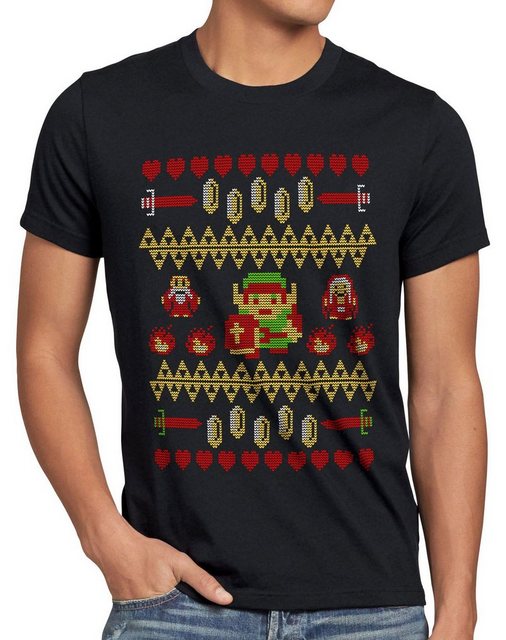 style3 Print-Shirt Herren T-Shirt Link Ugly Christmas Sweater strick pulli weihnachten zelda xmas