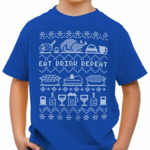 style3 Print-Shirt Kinder T-Shirt Eat Drink Repeat Ugly Sweater weihnachtsessen fressen feiertage x-mas pulli