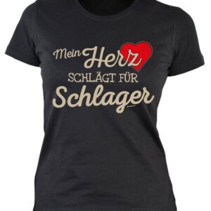 Art & Detail Shirt T-Shirt Mein HERZ schlägt für Schlager, Weihnachten - Sprüche Fun T-shirt Partner, Look, Familie, Schlager, Party