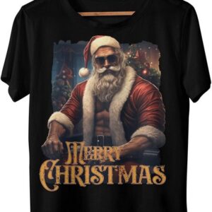 Art & Detail Shirt T-Shirt Weihnachten Design Merry Christmas Strong Man Santa Weihnachtsmütze Geschenk, Weihnachten