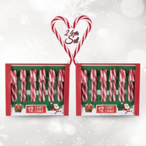 Bada Bing Hänge-Weihnachtsbaum Deko Zuckerstangen Essbar Candy Canes Baumschmuck Weihnachtsdeko (24er Set rot/weiß, 24 St., Süßigkeit), Erdbeergeschmack