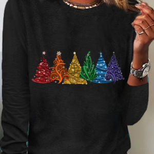 Damen Lässig Frühling/Herbst Weihnachtsbaum Täglich Regelmäßige Passform Weihnachten Rundhals H-Linie Regelmäßig Shirts