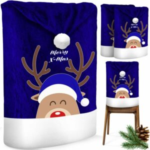 Premium Weihnachtsstuhlüberzug Set Stuhlhussen für Weihnachten Nikolausmütze Stuhlbezug Husse Weihnachtsdeko für Stühle Überzieher - Stuhlabdeckung