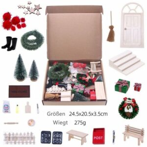 XDeer Kreativset Wichteltür Set,Wichteltür Zubehör Weihnachten,Weihnachtsdeko Elfentür, Miniatur WichtelZubehör,Kinderzimmer Dekor Geschenk für Weihnachten