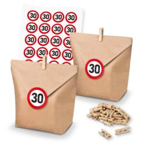 itenga Geschenkpapier itenga SET Geschenktüten Verkehrszeichen 30 (104) 24x Tüten+Klammern+S