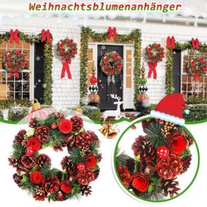 Kunstkranz Adventskranz mit roten Blumen und Fliegenpilzen,Türkranz Weihnachten, Welikera