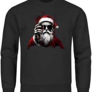 MoonWorks Sweatshirt Sweatshirt Herren Weihnachten Weihnachtsmann Alkohol Wein Ugly XMAS Sw