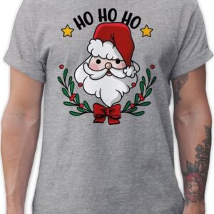 Shirtracer T-Shirt Ho Ho Ho mit Weihnachtsmann und Weihnachtsschmuck Weihachten Kleidung