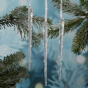 Weihnachtsbaumschmuck EISZAPFEN - Glas - inkl. Aufhänger - gefroste...
