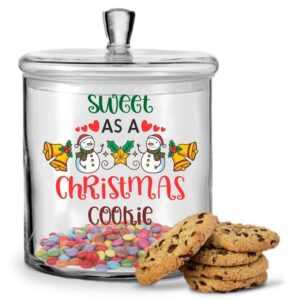 GRAVURZEILE Keksdose mit UV-Druck - Sweet as Christmas - Keksdose mit luftdichtem Deckel, Glas, Handgefertigte Glasdose für Partner, Freunde & Familie zu Weihnachten