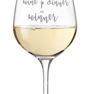 KS Laserdesign Weinglas Leonardo Weißweinglas mit Gravur "wine+dinner" graviert - Geschenke für Frauen & Männer, Geburtstag, Weinliebhaber, Weihnachten, beste Freunde & Freundinnen, TEQTON Glas, Glas, Lasergravur