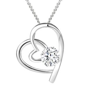 LÖB Kette mit Anhänger Damen Halskette 925 Silber Infinity Herz Anhänger Zirkonia Stein Weiß (Herzkette Glitzer Strass Kette Unendlich Herzanhänger), Geschenke für Frauen zum Geburtstag Weihnachten Weihnachtsgeschenke