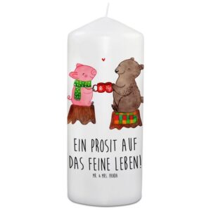 Mr. & Mrs. Panda Formkerze 19 x 8 cm Glühschwein Sause - Weiß - Geschenk, Heiligabend, Weihnacht (1-tlg)