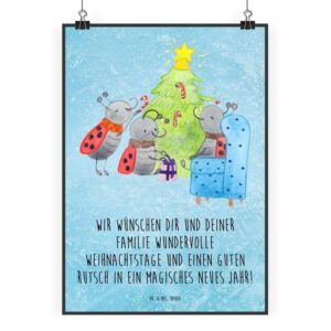 Mr. & Mrs. Panda Poster DIN A0 Weihnachten Smörle - Eisblau - Geschenk, Weihnachtsdeko, Winte, Weihnachten Smörle (1 St)