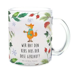 Mr. & Mrs. Panda Teeglas Fuchs Keksdose - Transparent - Geschenk, Teeglas, Advent, Teebecher, Premium Glas