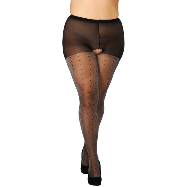 NORTIE Silverdust Schrittfreie Lurex Strumpfhose mit Punkten Plus Size