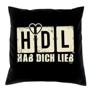 Soreso® Dekokissen Kissen HDL Hab Dich lieb Kissenbezug und Füllung, Geschenk Valentinstag Weihnachten Geburtstag