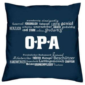 Soreso® Dekokissen Kissen + Urkunde Geschenk Opa zum Geburtstag Vatertag Weihnachten, Geburtstagsgeschenk Weihnachtsgeschenk Vatertagsgeschenk