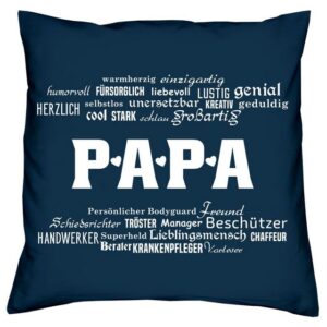 Soreso® Dekokissen Kissen + Urkunde Geschenk Papa zum Geburtstag Vatertag Weihnachten, Geburtstagsgeschenk Weihnachtsgeschenk Vatertagsgeschenk