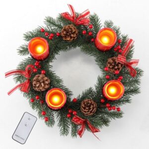 Spetebo Adventskranz Deko Adventskranz mit 4 LED Kerzen Ø 30 cm