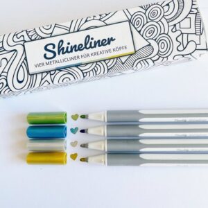 Teachly Faserstift Shineliner, (Set, 4-tlg., Metallic-Stifte für Papier, Holz, Glas, Stein & Co), Metallic-Marker zum Schreiben, Malen & Basteln