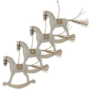 matches21 HOME & HOBBY Dekohänger Weihnachtsanhänger 4er Schaukelpferd beige Deko Weihnachten (4 St)