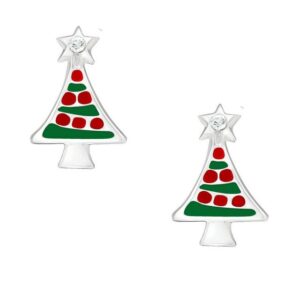 schmuck23 Paar Ohrstecker Kinder Ohrringe Weihnachten Nikolaus Baum 925 Silber, Kinderschmuck Mädchen Geschenk echte Silberohrringe