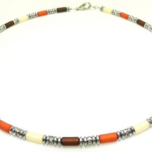 traumschmuck Collier 035b Halskette Walzen braun rost beige Polaris Hämatit silber Strass (Geschenk, Muttertag, Weihnachten, Geburtstag, Valentinstag, incl. Schmuckbox), handgefertigt, Made in Germany