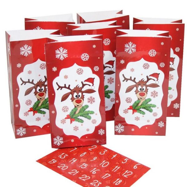 Annastore befüllbarer Adventskalender zum Selbst Befüllen - Adventstüten - Papiertüten für Adventskalender, 20 x 10 x 6 cm