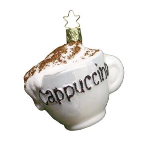 INGE-GLAS® Christbaumschmuck INGE-GLAS Weihnachts-Hänger Cappuccino Tasse weiss (1-tlg)