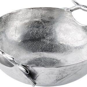 MichaelNoll Dekoschale Schale Geweih Dekoteller Deko Aluminium Silber - Moderne Dekoschale aus Metall - Tischdeko Hochzeit, Weihnachten, Weihnachtsdeko - Dekoration für Wohnzimmer, Esszimmer oder Küche - XL 47 cm