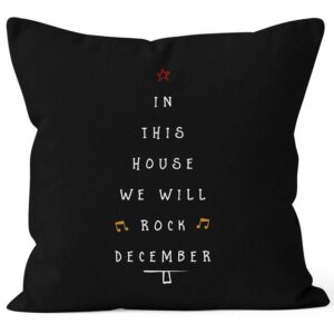 MoonWorks Dekokissen Kissenbezug in this house we will rock december Weihnachten Geschenk 40x40 Baumwolle MoonWorks®