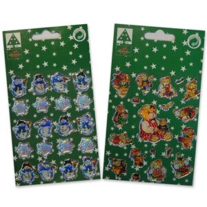 RIFFELMACHER & WEINBERGER Aufkleber Weihnachts-Sticker-Set 2 Bögen Schneemann Teddybären Sterne Aufkleber