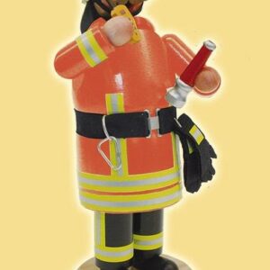 Räuchermännchen Räuchermann Feuerwehrmann orange Höhe= 22cm NEU, Feuerwehrhandschuhe hängend am Gürtel