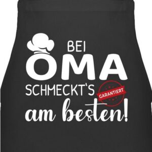 Shirtracer Kochschürze Bei Oma schmeckts am besten - Garantiert - Geschenkideen Oma Weihnacht, (1-tlg), Oma Großmutter Omi