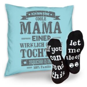 Soreso® Dekokissen Kissen Coole Mama einer Tochter & Sprüche Socken Sleep, Geschenke Weihnachten Geburtstag Muttertag