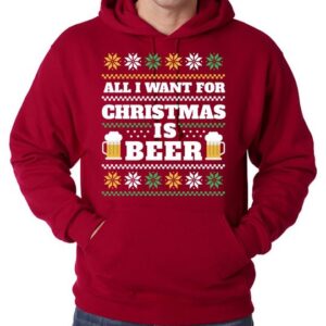 Youth Designz Kapuzenpullover ALL I WANT FOR CHRISTMAS IS BEER Herren Hoodie Pullover mit lustigem Bier Spruch zu Weihnachten