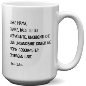 22Feels Tasse Mama Geschenk von Sohn Muttertag Geburtstag Mutter Weihnachten Frauen, Keramik, XL, Made In Germany, Spülmaschinenfest