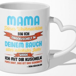 22Feels Tasse Werdende Mama Geschenk Weihnachten Schwangerschaft Frauen Babyparty, Keramik, Made In Germany, Spülmaschinenfest, Herzhenkel