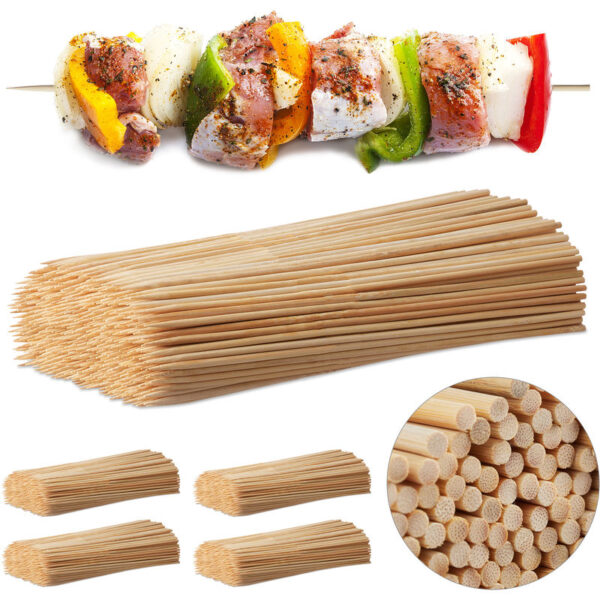 2500 x Schaschlikspieße Holz, Bambusspieße, Grill, Basteln, Set, Holzspieß 30 cm lang, Grillspieße 4 mm dick, natur