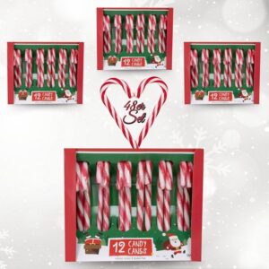 Bada Bing Hänge-Weihnachtsbaum Deko Zuckerstangen Essbar Candy Canes Baumschmuck Weihnachtsdeko (48er Set rot/weiß, 48 St), Erdbeergeschmack