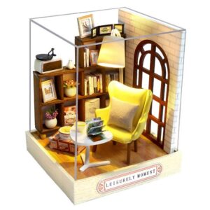 Cute Room 3D-Puzzle Puppenhaus Miniatur DIY hölzernes Leseecken, Puzzleteile, 3D-Puzzle Modellbausatz 1:24 mit Möbeln zum Basteln-Serie Mini Szenen