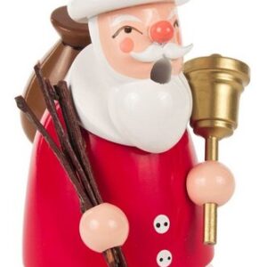 Dregeno Erzgebirge Räuchermännchen Räuchermann Weihnachtsmann Höhe = 13cm NEU, Räuchermann Weihnachtsmann mit Glocke