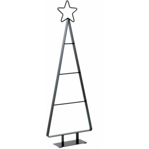 Metall Tannenbaum in schwarz mit Stern Spitze - 66 cm - Deko Ständer zum Schmücken für Weihnachten und Advent
