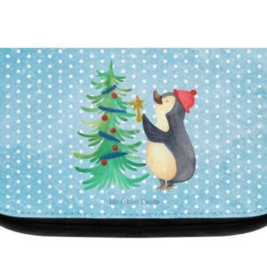 Mr. & Mrs. Panda Kosmetiktasche Pinguin Weihnachtsbaum - Eisblau - Geschenk, Schminktasche, Weihnacht (1-tlg)