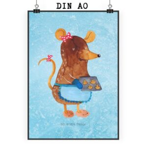 Mr. & Mrs. Panda Poster DIN A0 Maus Kekse - Eisblau - Geschenk, Bild, Advent, Winter, Mr. & M, Maus Kekse (1 St)